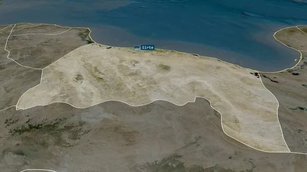 Surt District Libye Zoomé Mis Évidence Avec Capitale Imagerie Satellite — Photo