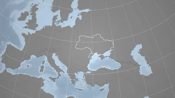 ウクライナだ 国の概要と遠くの視点 グレースケール標高図 — ストック写真