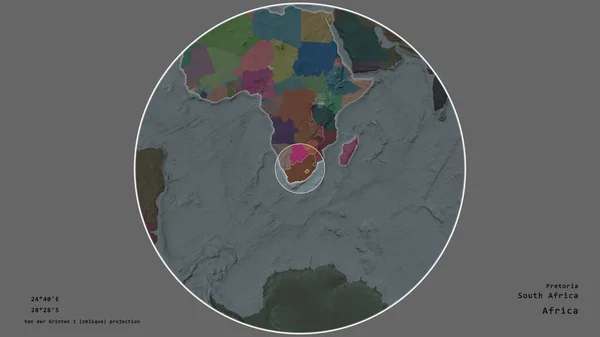 Gebiet Südafrikas Mit Einem Kreis Auf Der Großformatigen Landkarte Des — Stockfoto