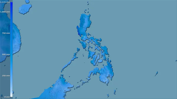 Opady Najwilgotniejszych Miesięcy Obszarze Filipin Projekcji Stereograficznej Legendą Surowa Kompozycja — Zdjęcie stockowe
