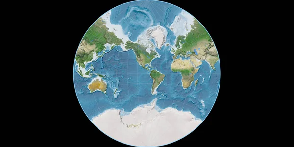 Světová Mapa Lambertově Lagrangeově Projekci Soustřeďuje Západní Délky Satelitní Snímky — Stock fotografie