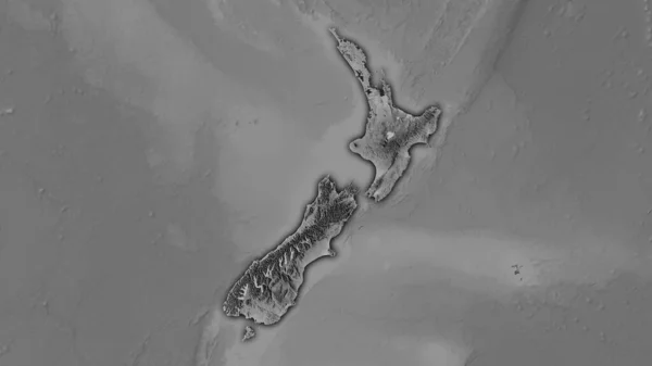 Grå Skala Höjd Karta Inom Nya Zeeland Området Stereografisk Projektion — Stockfoto