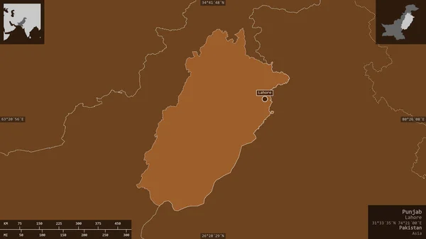 Punjab Provincia Pakistán Sólidos Modelados Con Lagos Ríos Forma Presentada — Foto de Stock