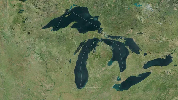 Michigan Stato Degli Stati Uniti Immagini Satellitari Forma Delineata Contro — Foto Stock