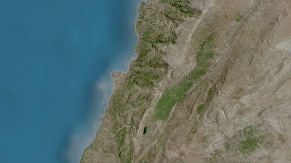 Libanons Berg Libanons Guvernör Satellitbilder Form Som Skisseras Mot Dess — Stockfoto