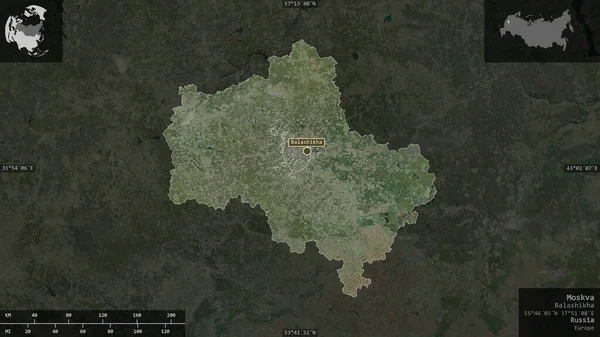 Moskwa Region Von Russland Satellitenbilder Gestalt Die Sich Mit Informativen — Stockfoto