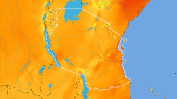 Zona Tanzania Mapa Anual Temperatura Proyección Estereográfica Composición Cruda Capas —  Fotos de Stock