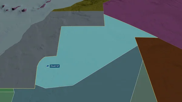 Тирис Земмур Регион Мавритании Увеличенный Выделенный Столицей Цветная Карта Административного — стоковое фото