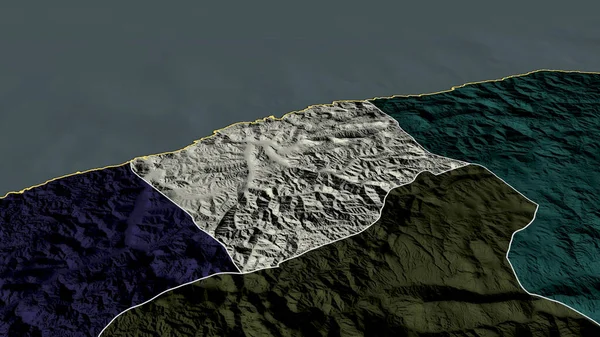土耳其的Bartin省不断壮大和突出 绘制了行政区划的彩色和凸起的地图 3D渲染 — 图库照片