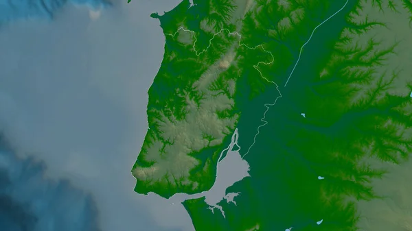 Lisboa District Van Portugal Gekleurde Schaduwgegevens Met Meren Rivieren Vorm — Stockfoto