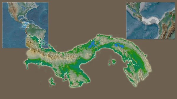 Primer Plano Panamá Ubicación Región Centro Mapa Mundial Gran Escala — Foto de Stock