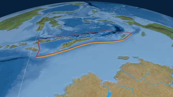 Тиморська Тектонічна Плита Експропрійована Земній Кулі Супутникові Знімки Візуалізація — стокове фото