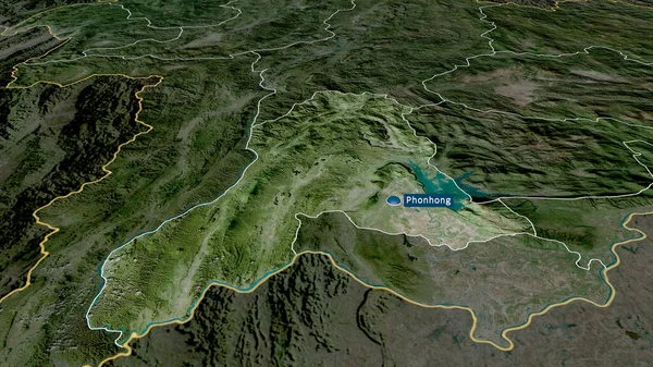 Єнтьян Провінція Лаос Збільшена Виділена Капіталом Супутникові Знімки Візуалізація — стокове фото