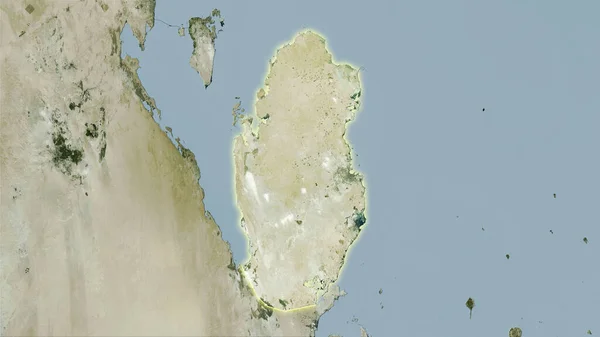 Stereografik Projeksiyondaki Uydusundaki Katar Alanı Işık Saçan Ana Hatlı Raster — Stok fotoğraf
