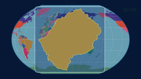 Zoomed Vista Del Lesotho Contorno Con Linee Prospettiche Contro Una — Foto Stock