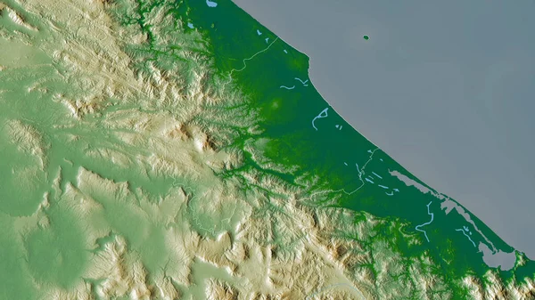 Quang 越南省 湖泊和河流的彩色阴影数据 形状与它的国家相对应 3D渲染 — 图库照片