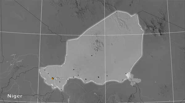 Zona Níger Mapa Elevación Escala Grises Proyección Estereográfica Composición Principal —  Fotos de Stock