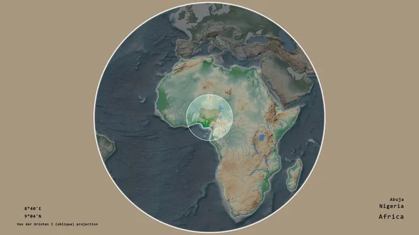 Bereich Von Nigeria Mit Einem Kreis Auf Der Großformatigen Landkarte — Stockfoto