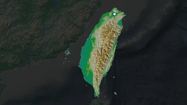 Zona Destacada Taiwán Con Punto Capital Mapa Desaturado Barrio Mapa — Foto de Stock