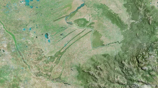 Altay Rysslands Territorium Satellitbilder Form Som Skisseras Mot Dess Landområde — Stockfoto