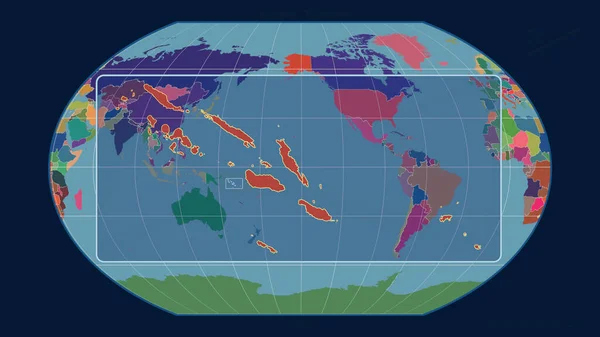 Salamon Szigetekre Való Ráközelítés Perspektívákkal Egy Globális Térképpel Kavrayskiy Projekcióban — Stock Fotó
