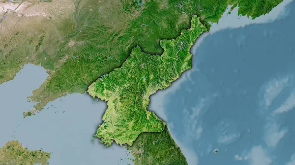 Área Corea Del Norte Satélite Mapa Proyección Estereográfica Composición Cruda — Foto de Stock
