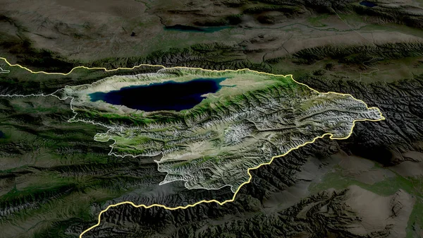 Ysyk Kol Provincia Kirguistán Hizo Zoom Destacó Imágenes Satélite Renderizado — Foto de Stock