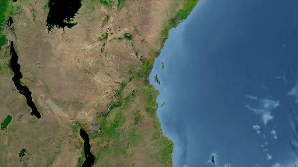 Танзания Крупный План Страны Очертаний Спутниковые Снимки — стоковое фото