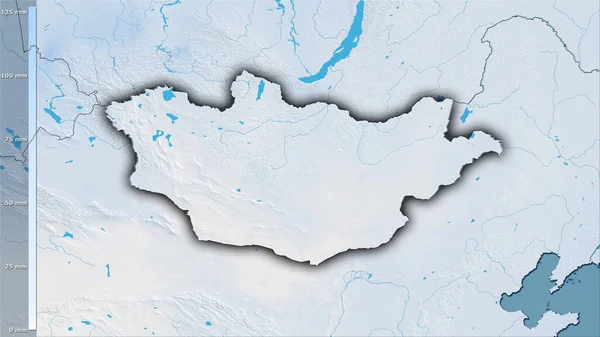 Precipitação Quarto Mais Seco Dentro Área Mongólia Projeção Estereográfica Com — Fotografia de Stock