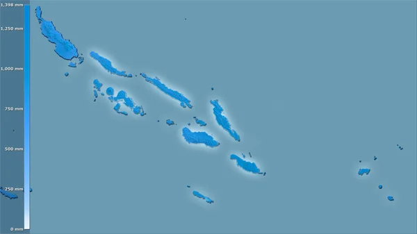 Neerslag Van Warmste Wijk Het Gebied Van Salomonseilanden Stereografische Projectie — Stockfoto