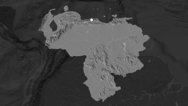 Zvýrazněná Oblast Venezuely Hlavním Bodem Odvodněné Mapě Jejího Sousedství Mapa — Stock fotografie