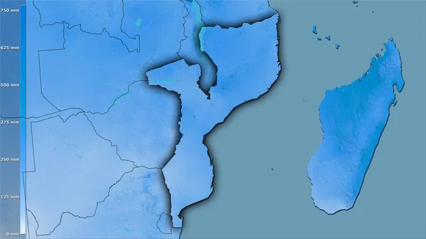 Профілактика Найвологішого Місяця Районі Мозамбіку Стереографічній Проекції Легендою Сирою Композицією — стокове фото