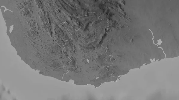 マタラ スリランカの地区 湖や川とグレースケールの地図 形状は その国の領域に対して概説 3Dレンダリング — ストック写真