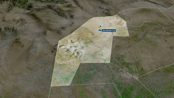 Gedo Região Somália Ampliada Destacada Com Capital Imagens Satélite Renderização — Fotografia de Stock