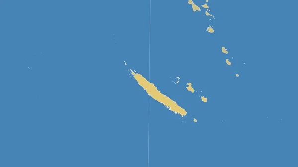 新喀里多尼亚及其邻近地区 距离偏斜的视角 没有轮廓 行政区划的彩色地图 — 图库照片
