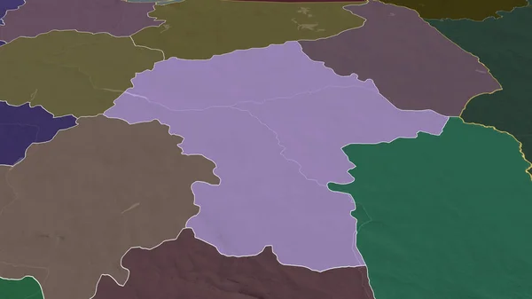 Мазовецко Польское Воеводство Увеличено Выделено Цветная Карта Административного Деления Рендеринг — стоковое фото