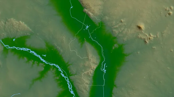 Nsanje District Malawi Gekleurde Schaduwgegevens Met Meren Rivieren Vorm Geschetst — Stockfoto