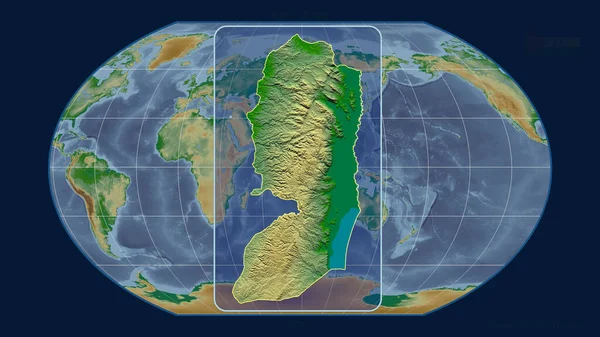 Vista Ampliada Del Contorno Cisjordania Con Líneas Perspectiva Contra Mapa — Foto de Stock