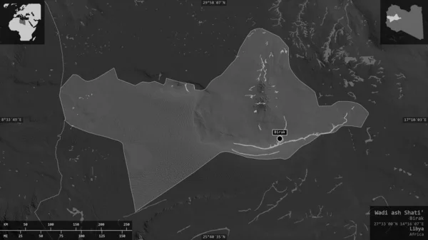 Wadi Ash Shati Περιφέρεια Λιβύης Χάρτες Διαβαθμίσεων Του Γκρι Λίμνες — Φωτογραφία Αρχείου