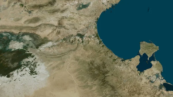 突尼斯省加贝斯 卫星图像 形状与它的国家相对应 3D渲染 — 图库照片