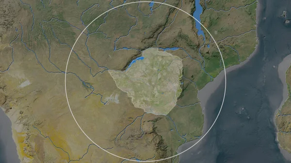 Rozšířená Oblast Zimbabwe Obklopená Kruhem Pozadí Jeho Okolí Satelitní Snímky — Stock fotografie