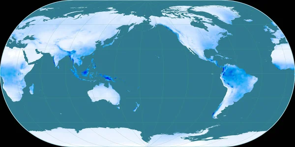 Παγκόσμιος Χάρτης Στην Προβολή Ortelius Oval Κέντρο 170 Δυτικό Γεωγραφικό — Φωτογραφία Αρχείου