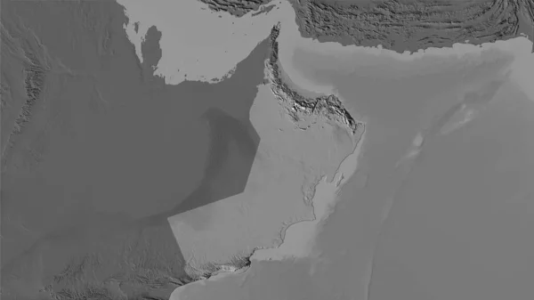 Zone Oman Sur Carte Altitude Bilevel Dans Projection Stéréographique Composition — Photo