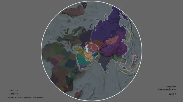 Région Turkménistan Marquée Cercle Sur Carte Grande Échelle Continent Isolé — Photo