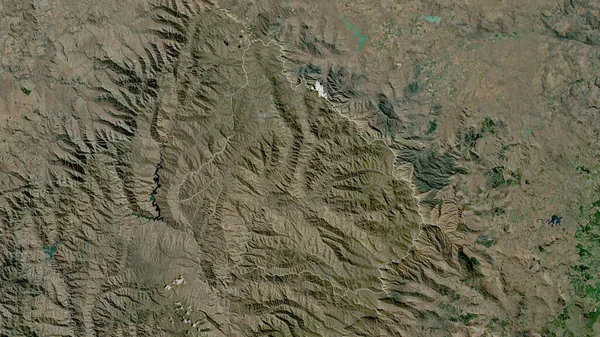 Mokhotlong 莱索托区 卫星图像 形状与它的国家相对应 3D渲染 — 图库照片