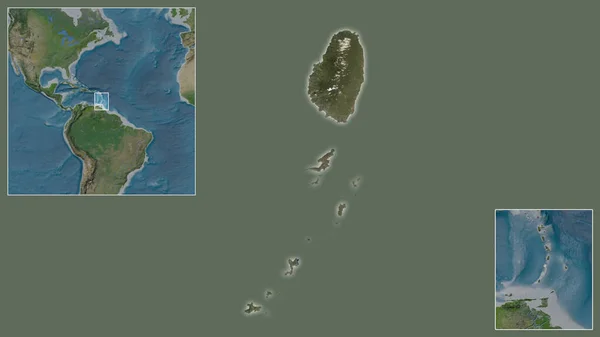 Зблизька Сент Вінсент Гренадини Його Розташування Регіоні Центрі Великомасштабної Карти — стокове фото