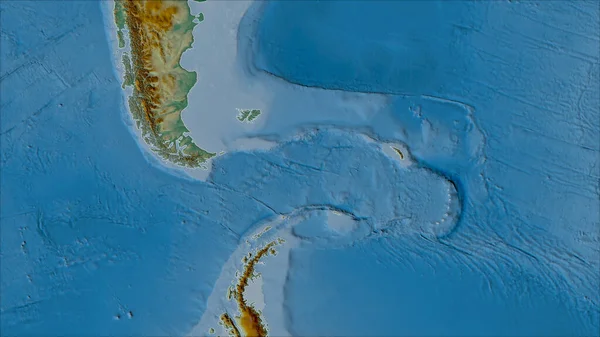 Grannskap Scotia Tektoniska Plattan Reliefkartan Van Der Grinten Projektion Sned — Stockfoto