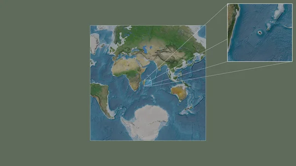 Expanded Enlarged Area Reunion Extracted Large Scale Map World Leading — Stock Photo, Image