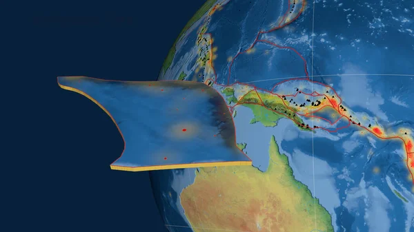 Solomon Sea Tektonische Platte Extrudiert Und Präsentiert Gegen Den Globus — Stockfoto