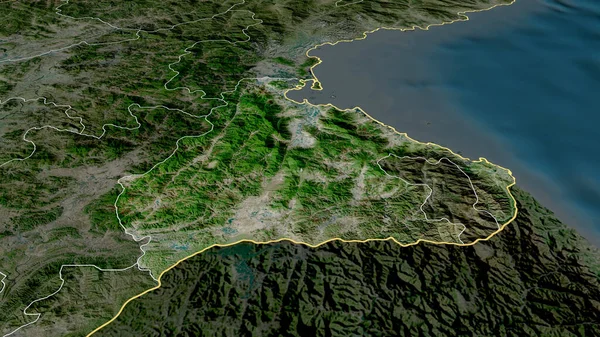 Kangwon Provinsen Nordkorea Zoomade Och Markerade Satellitbilder Rendering — Stockfoto